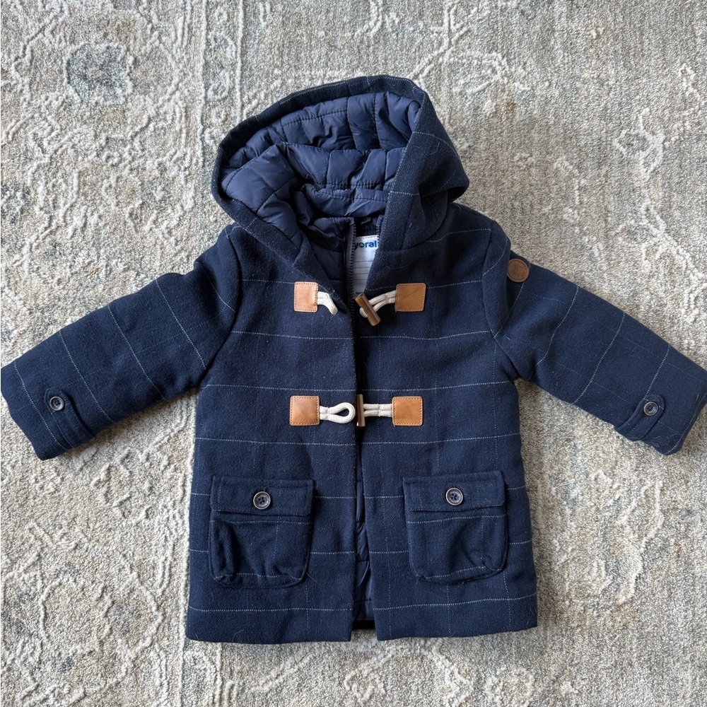 Mayoral infant boy toggle hooded coat | navy | size 12m